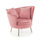 Okrągły fotel wypoczynkowy glamour róż ze złotem