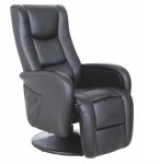 Wypoczynkowy czarny fotel z podnóżkiem