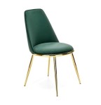 Eleganckie złote krzesło z zieloną tapicerką glam