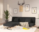 Czarna sofa z podnóżkiem rozkładana