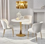 Okrągły stół glamour marmur ze złotym ⌀90cm
