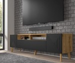 Długi stolik RTV na nóżkach artisan z czarnym