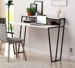 Białe minimalistyczne biurko z nadstawką