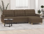 Brązowy narożnik z podnóżkiem sofa