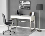 Białe biurko z szufladami połysk 120x60 stal