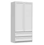 Biała szafa na ubrania z szufladami 90 cm