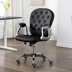 Czarny pikowany fotel obrotowy glam