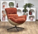 Designerski fotel z grubą poduszką cynamon