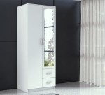 Biała szafa z lustrem, szuflady, półki 205x80 cm