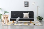 Rozkładana sofa na drewnianych nóżkach ciemnoszara