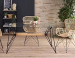 Industrialny stół do jadalni ze szklanym blatem 160x80 cm