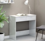 Białe biurko z szufladami komputerowe wysoki połysk 80x40 cm