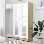 Witryna z półkami 150 cm dąb sonoma/biały