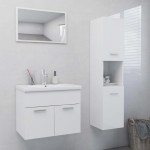 Meble łazienkowe wiszące z lustrem biel połysk