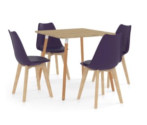 Kwadratowy stół scandi z krzesłami w zestawie fiolet