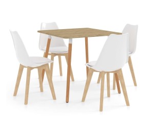 Białe krzesła z poduszką w komplecie ze stołem 80x80 cm