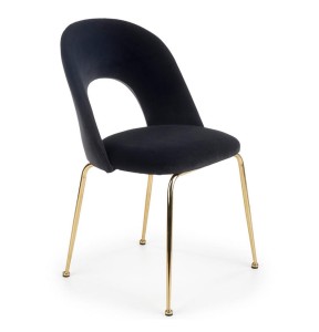 Czarne krzesło na złotych nóżkach glamour