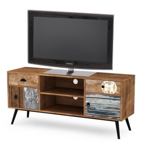 Wielobarwna szafka RTV w stylu retro vintage 120 cm