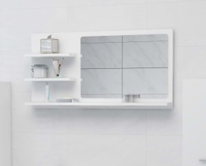 Białe lustro łazienkowe z półkami 90x45 cm