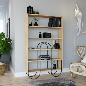 Designerska półka w stylu loft dąb/czarny
