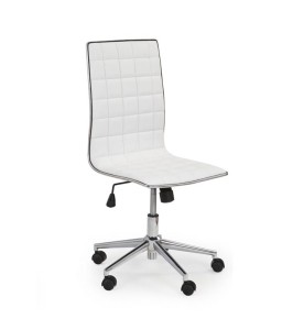 Białe krzesło obrotowe biurowe z przeszyciami