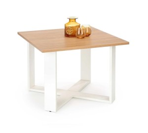 Kwadratowy stolik kawowy loft dąb złoty/biały