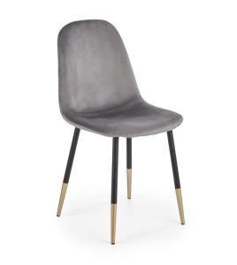 Popielate krzesło z tkaniny velvet w stylu glam