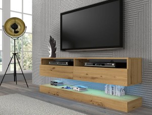 Nowoczesny wiszący stolik RTV artisan z oświetleniem