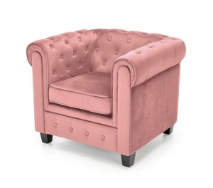 Różowy fotel wypoczynkowy pikowany