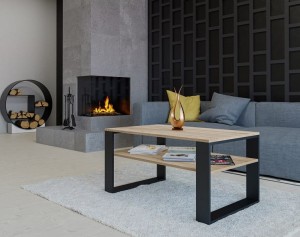 Prostokątna ława kawowa sonoma z półką loft