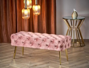 Różowa pufa pikowana ławka glam