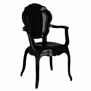 Designerskie czarne krzesło z podłokietnikami