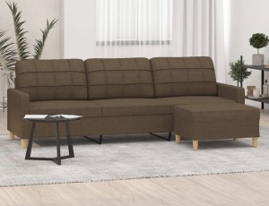 Brązowy narożnik z podnóżkiem sofa