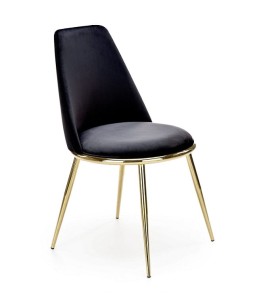 Czarne krzesło velvet na złotych nogach