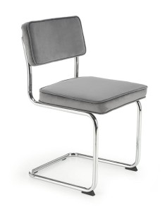 Szare krzesło na chromowanych płozach