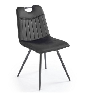 Czarne welurowe krzesło z uchwytem loft