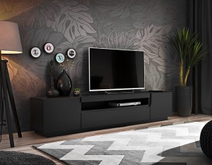 Elegancka czarna szafka RTV z półkami 200 cm