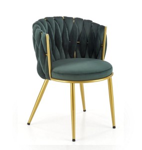 Zielone welurowe krzesło do jadalni glam