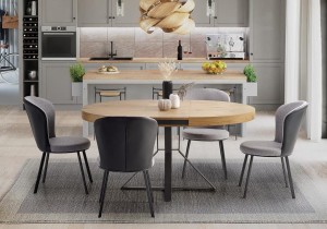 Okrągły stół rozkładany loft ø120 cm dąb złoty