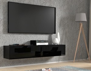 Wisząca szafka RTV czarny połysk 160 cm