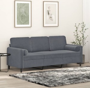 Szara sofa do salonu z poduszkami