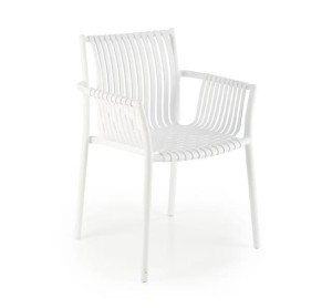 Białe nowoczesne krzesło z podłokietnikami