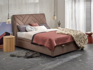 Ciemnobeżowe łóżko z zagłówkiem 160x200