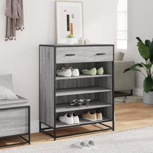 Półka na buty z szufladą i półkami szary sonoma