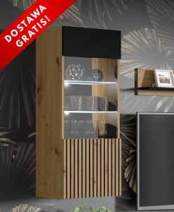 Przeszklona witryna wisząca z drzwiczkami loft