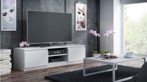 Biała szafka pod TV 140x40 cm drzwiczki