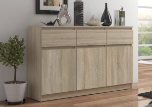 Komoda z szufladami i półkami sonoma 140x40