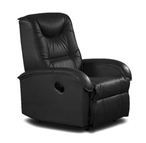 Czarny fotel gabinetowy rozkładany z podnóżkiem