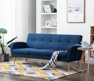 Skandynawska sofa niebieska do salonu