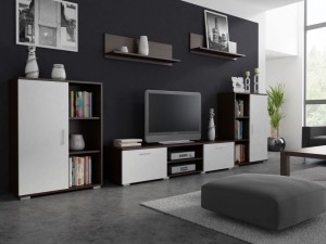 Komplet mebli z komodą wenge+biały